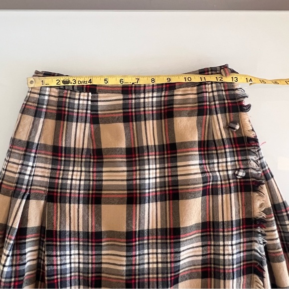 ALJEAN Vintage Pure Virgin Wool Tartan Plaid Midi Skirt - Picture 7 of 11